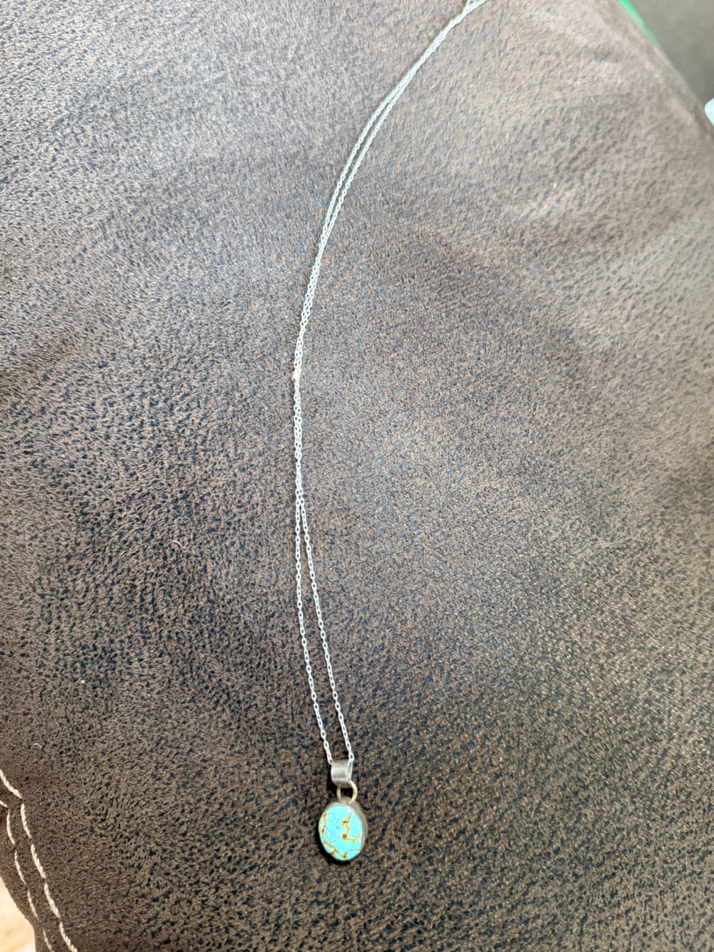 Sterling Silver Turquoise Pendant Necklace - Blue